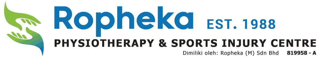 Ropheka logo with green and blue design for therapy and sports center.